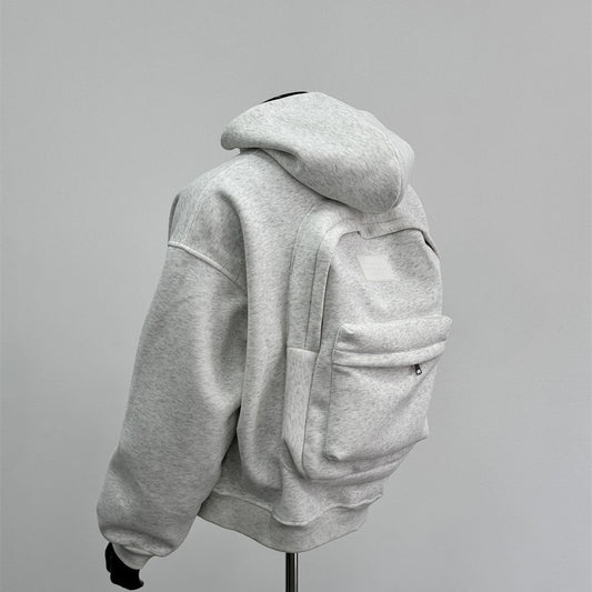 Hooded sweatshirt with a backpack on the back