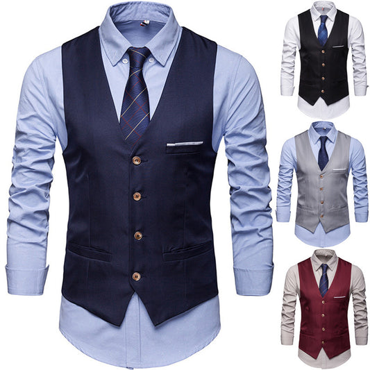 Suit Vest Men's Best Man Group Dress Vest Business Casual Suit Men's Vest Korean-style Slim-fit Vest