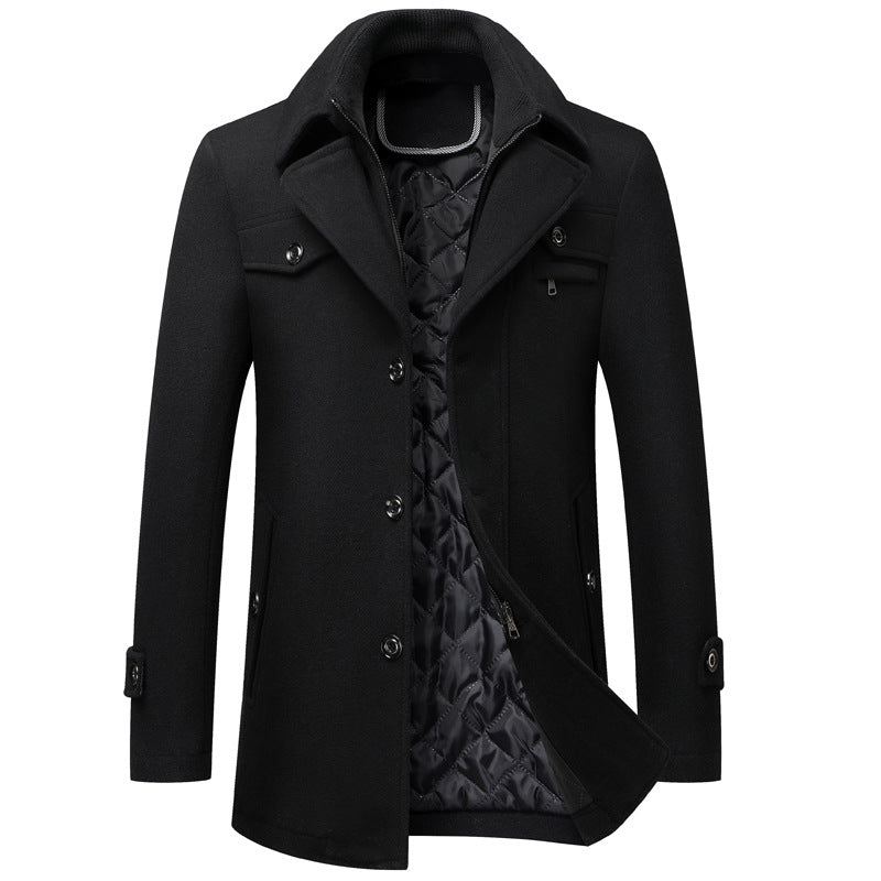 Men's Woolen Thickened Coat for Winter