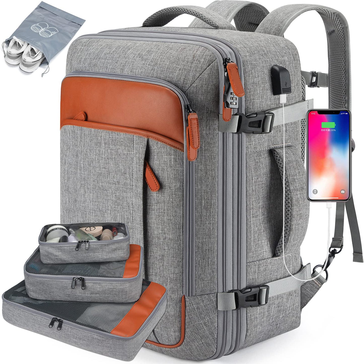 Men's Large Capacity Business Backpack with USB Charging Port