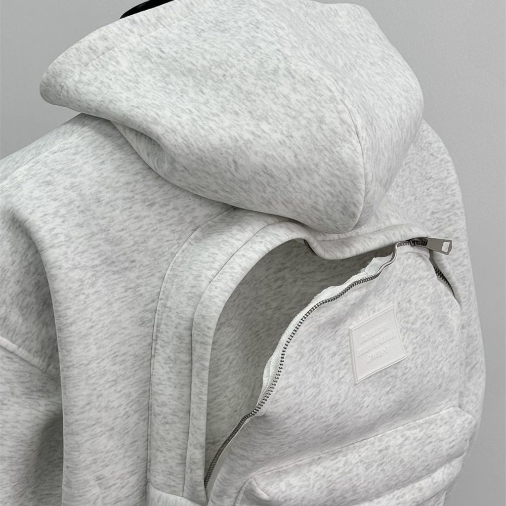 Hooded sweatshirt with a backpack on the back