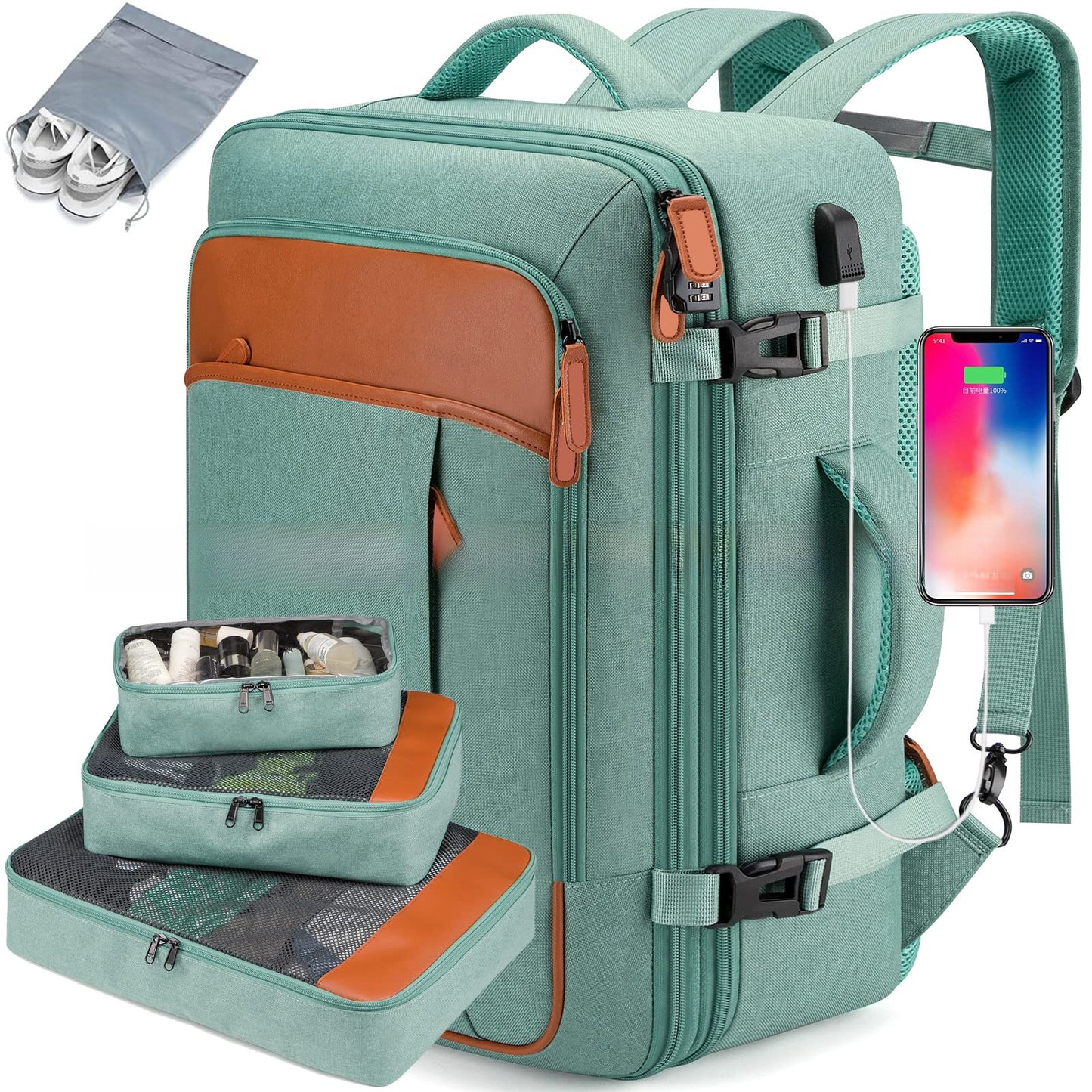 Men's Large Capacity Business Backpack with USB Charging Port