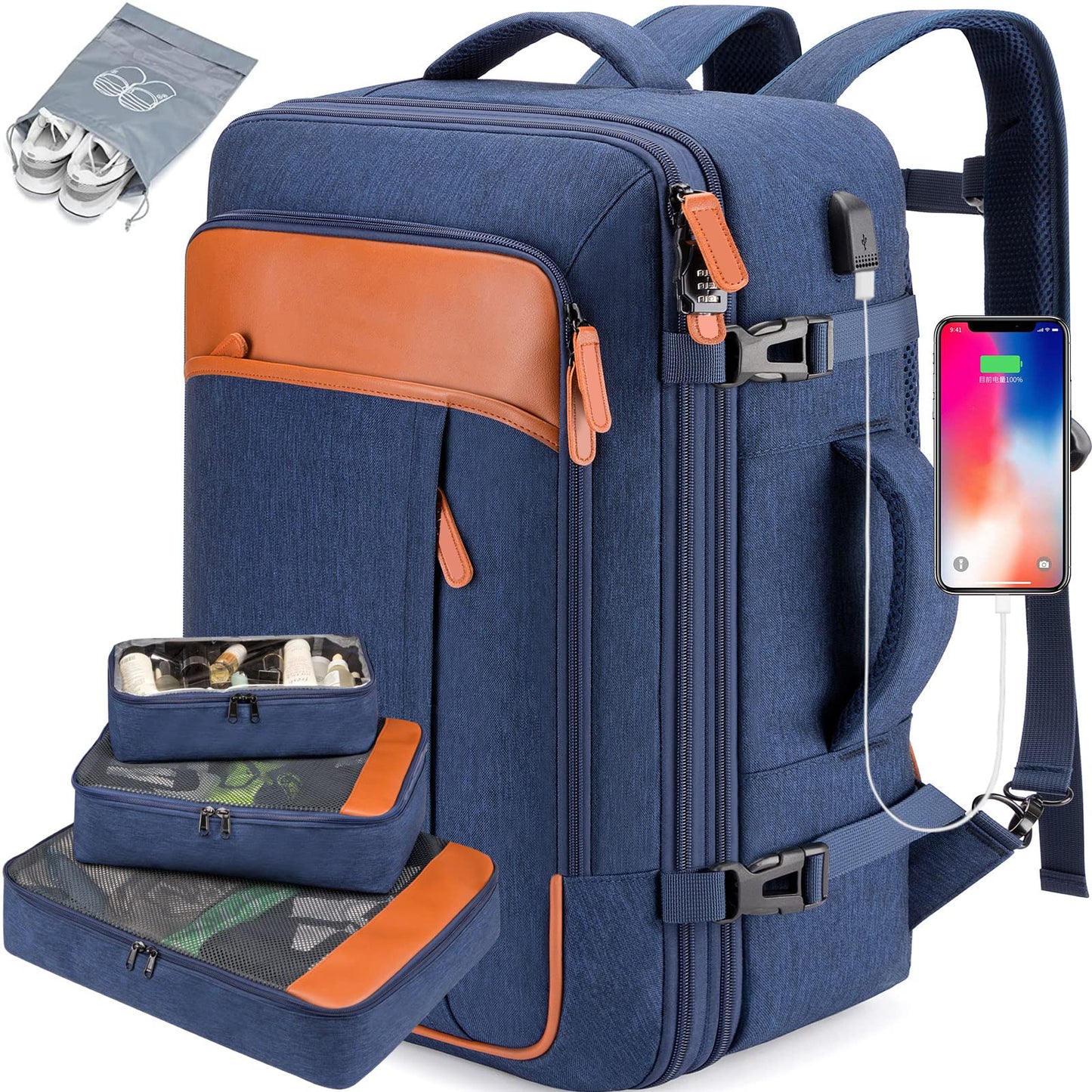 Men's Large Capacity Business Backpack with USB Charging Port