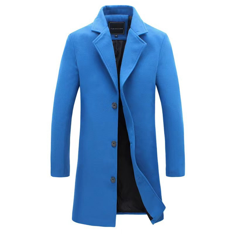 Casual Single-Breasted Mens Windbreaker Coat