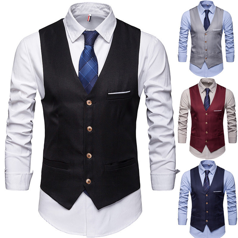Suit Vest Men's Best Man Group Dress Vest Business Casual Suit Men's Vest Korean-style Slim-fit Vest