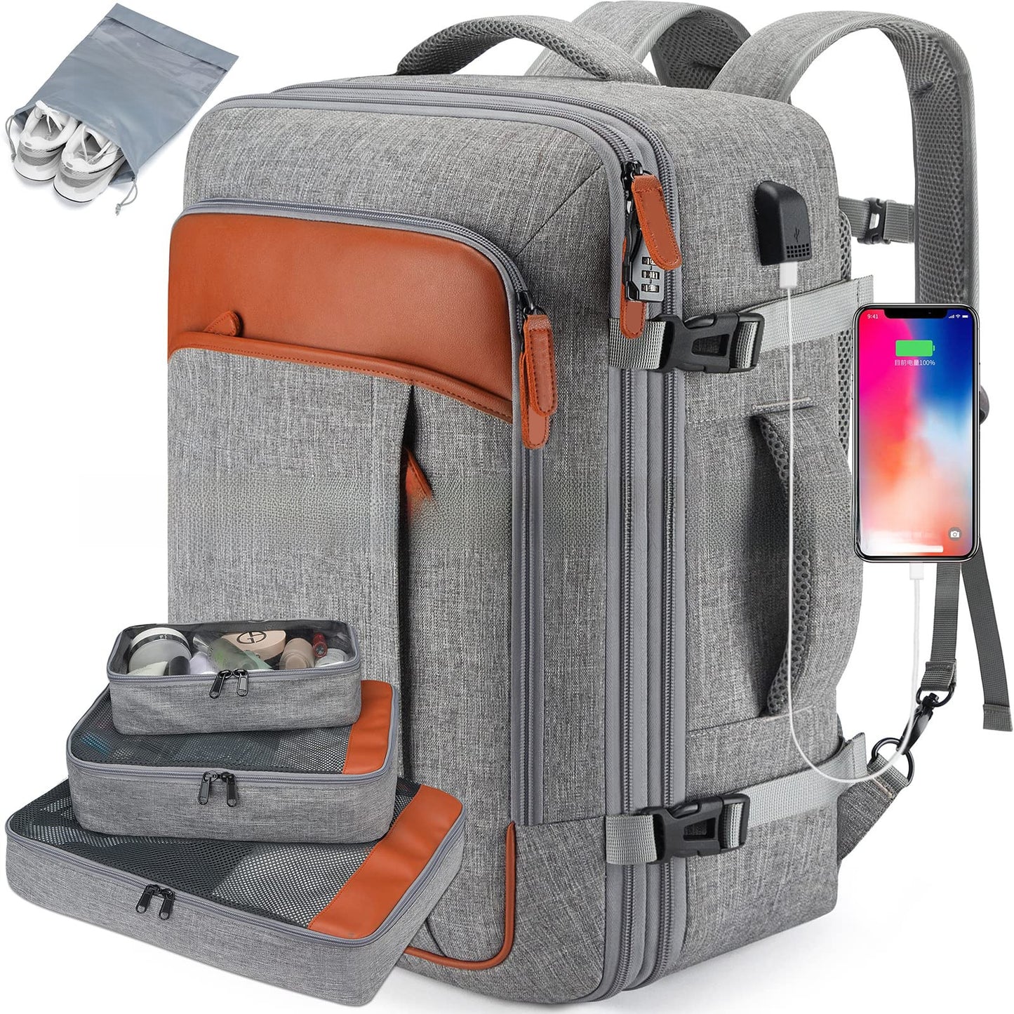 Men's Large Capacity Business Backpack with USB Charging Port