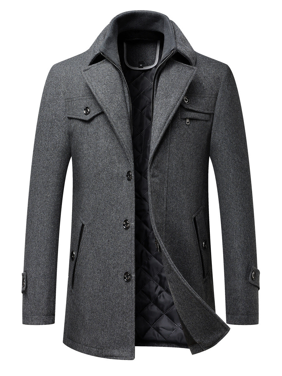 Men's Woolen Thickened Coat for Winter