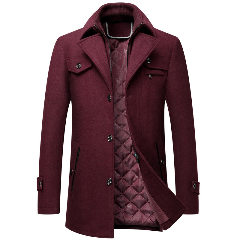 Men's Woolen Thickened Coat for Winter
