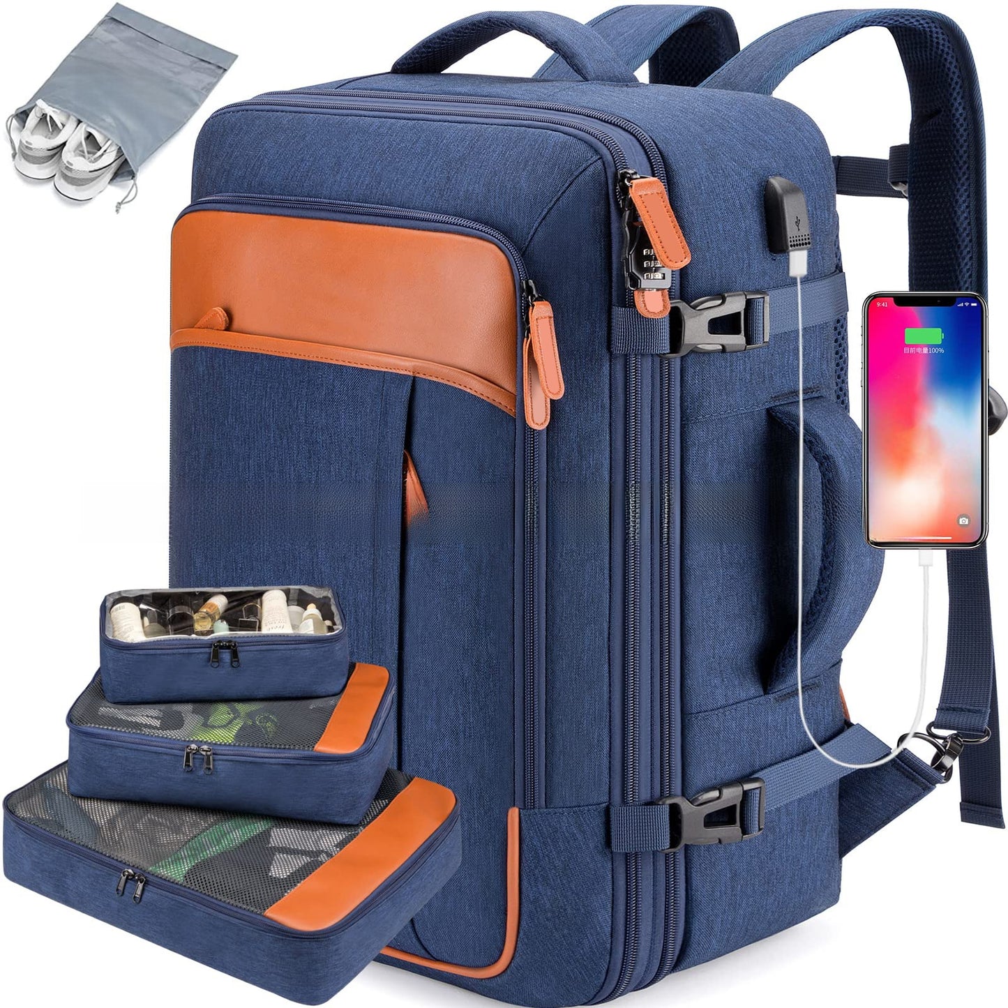 Men's Large Capacity Business Backpack with USB Charging Port
