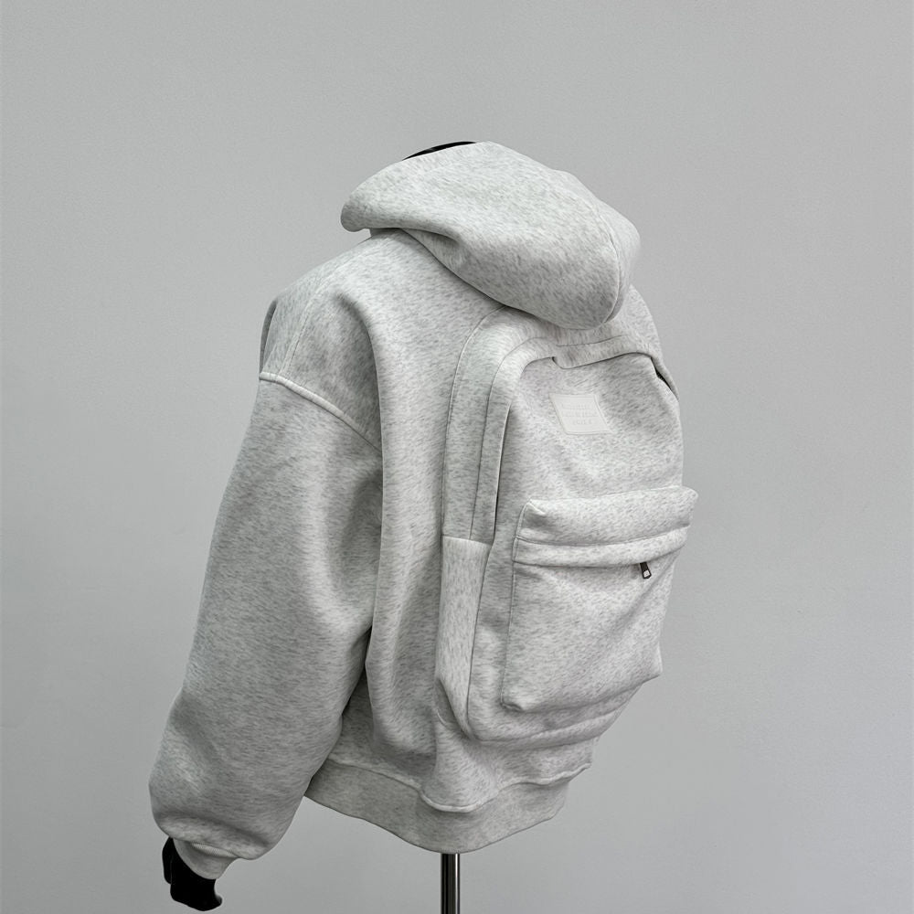 Hooded sweatshirt with a backpack on the back