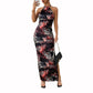 Sexy slim fit backless printed dress for women