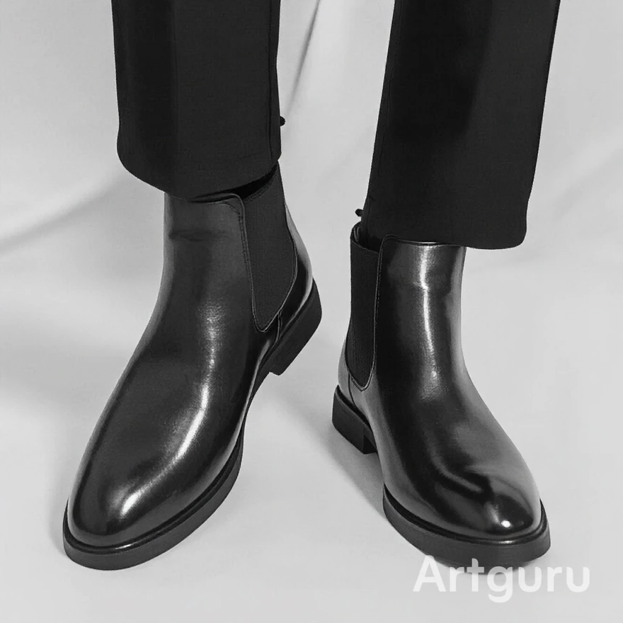 British & Korean Style Men’s Trendy High-Top Leather Chelsea Ankle Boots