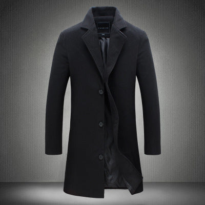 Casual Single-Breasted Mens Windbreaker Coat