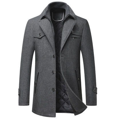 Men's Woolen Thickened Coat for Winter