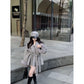 Women's Fuzzy Sleeve Wool Coat with Waist Tie