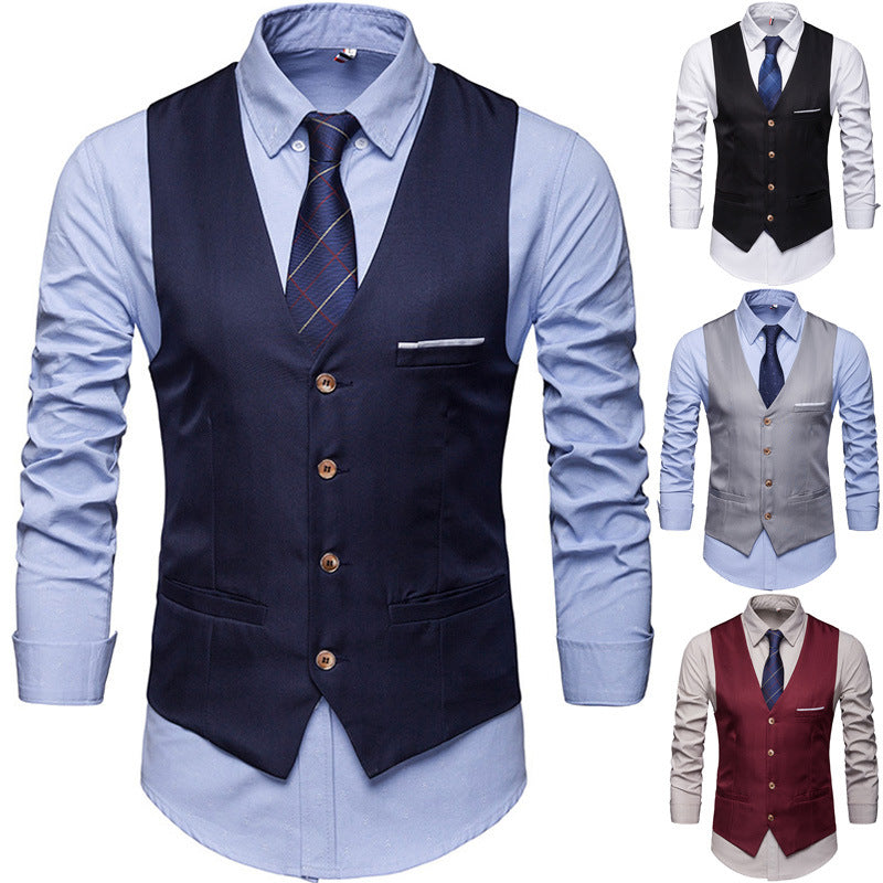 Suit Vest Men's Best Man Group Dress Vest Business Casual Suit Men's Vest Korean-style Slim-fit Vest