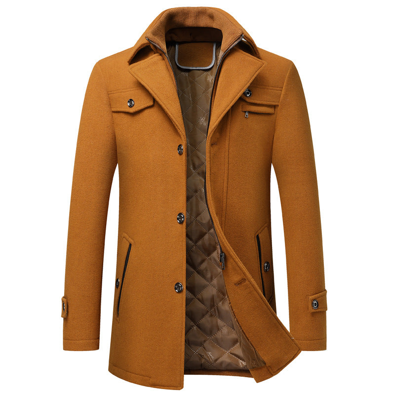 Men's Woolen Thickened Coat for Winter