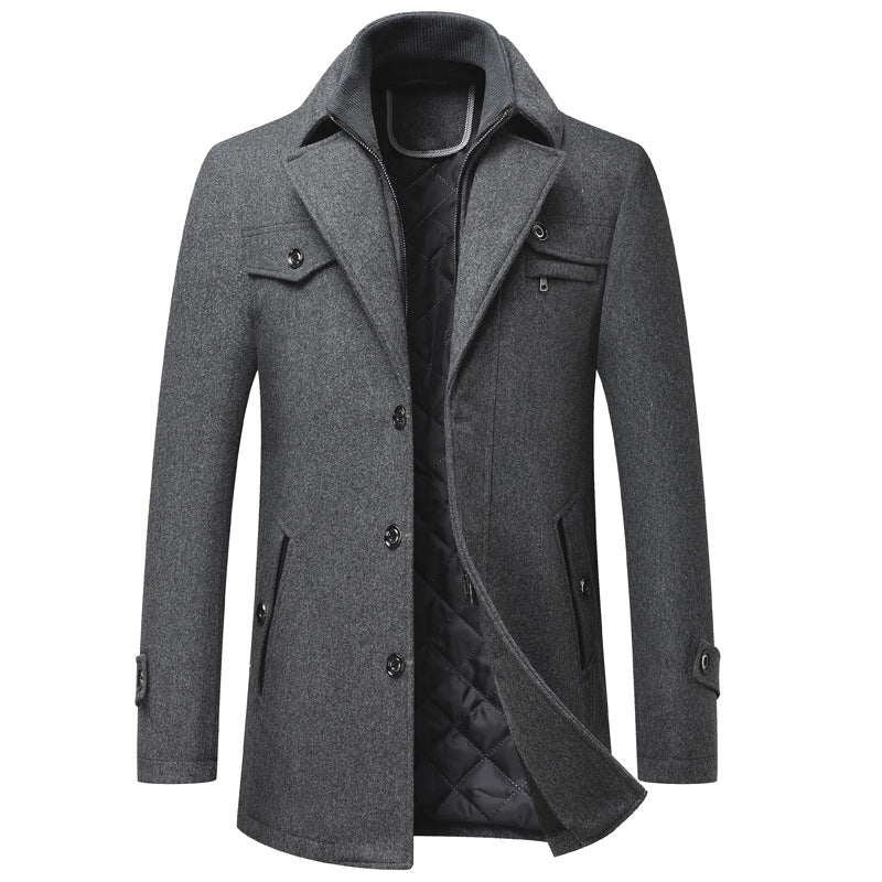 Men's Woolen Thickened Coat for Winter
