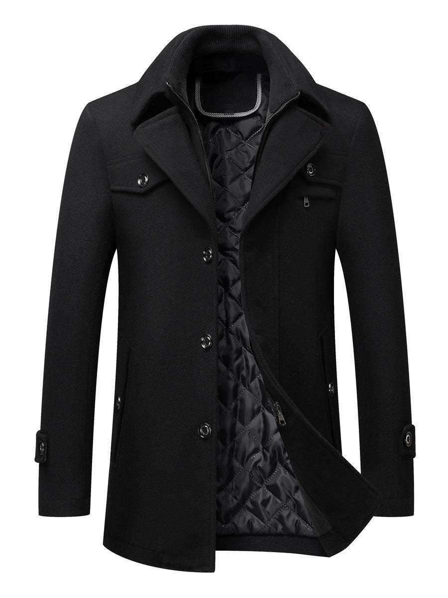 Men's Woolen Thickened Coat for Winter