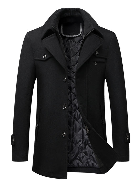 Men's Woolen Thickened Coat for Winter