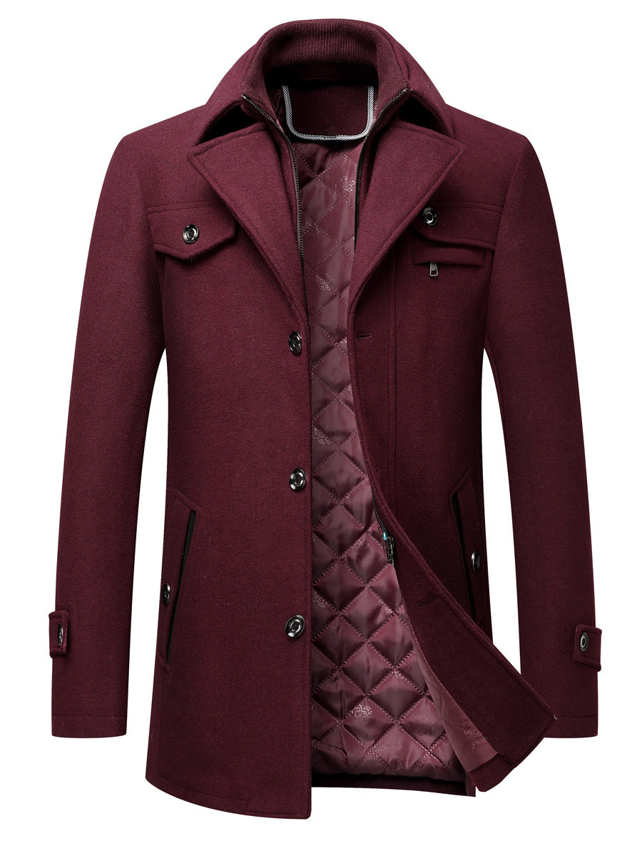 Men's Woolen Thickened Coat for Winter