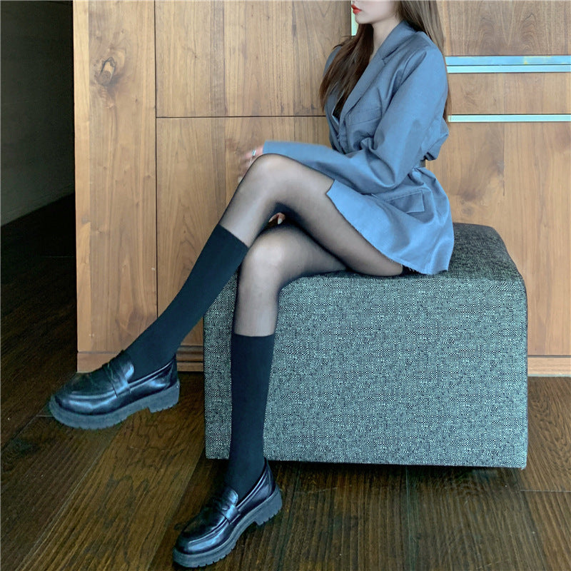 Black Velvet Over-The-Knee Socks for Women