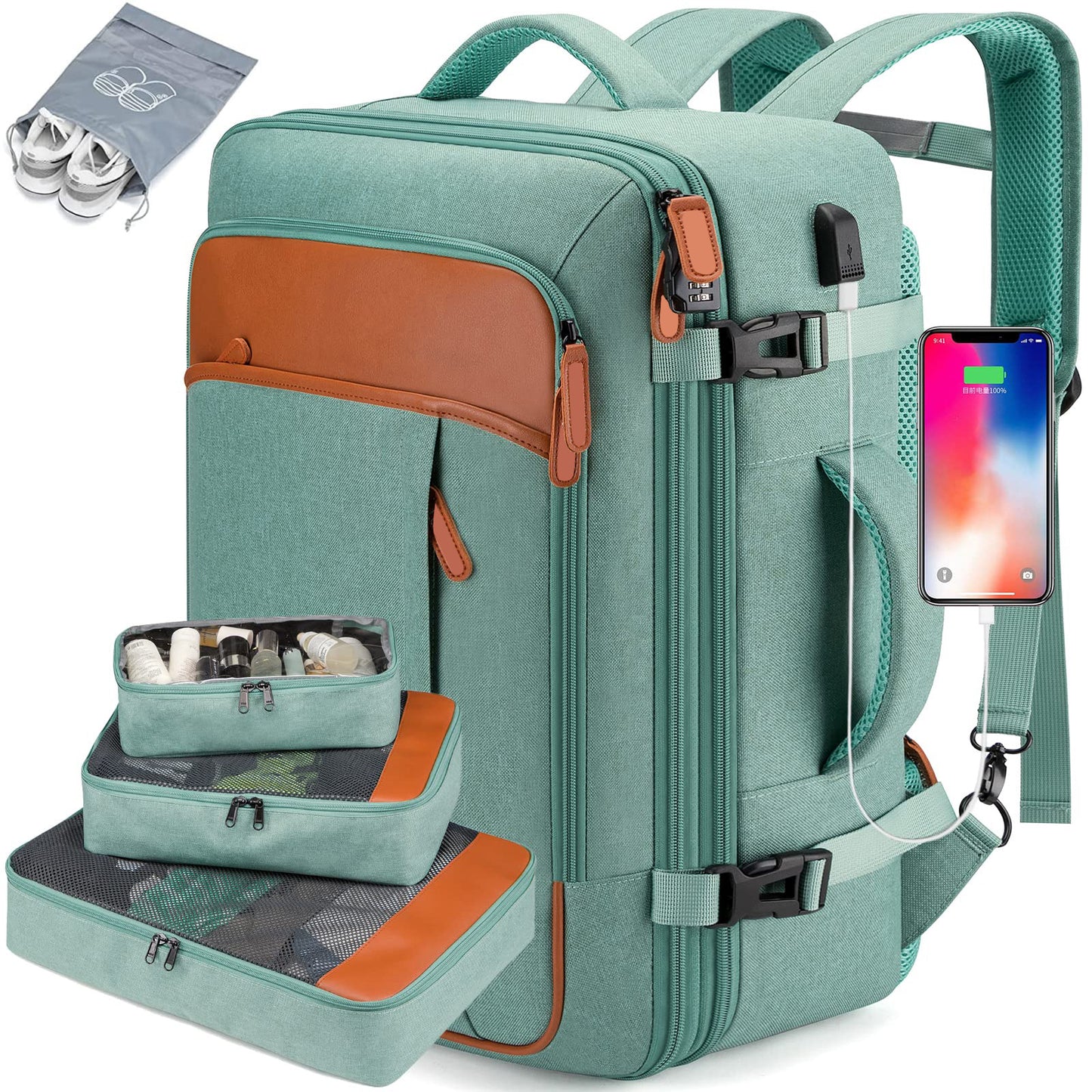 Men's Large Capacity Business Backpack with USB Charging Port