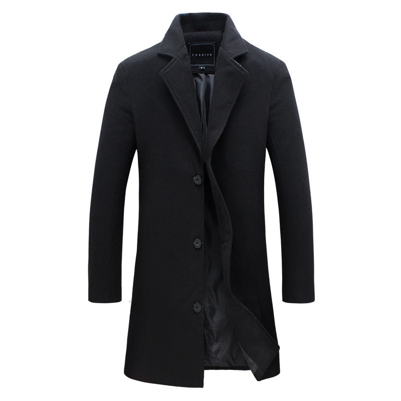 Casual Single-Breasted Mens Windbreaker Coat